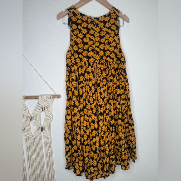 Free People Electric Daisy Mini Dress Yellow Black boho sleeveless - Picture 8 of 10